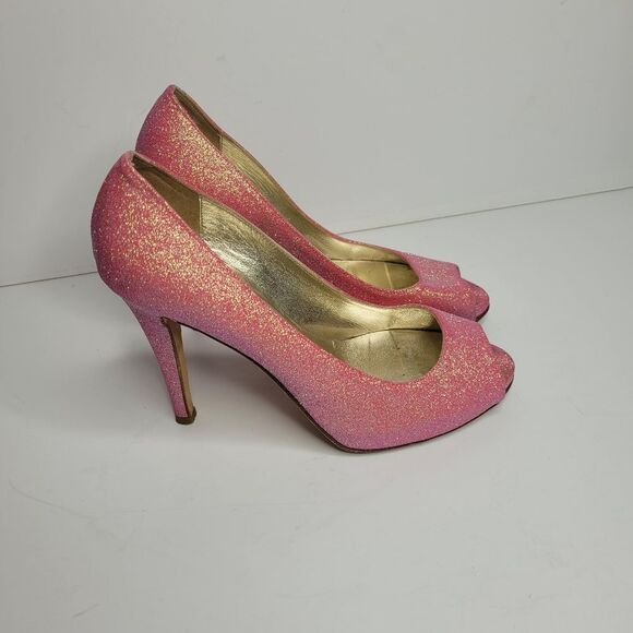 Butter London pink gold open peep toe stiletto party clubbing heels 7 - Picture 2 of 8